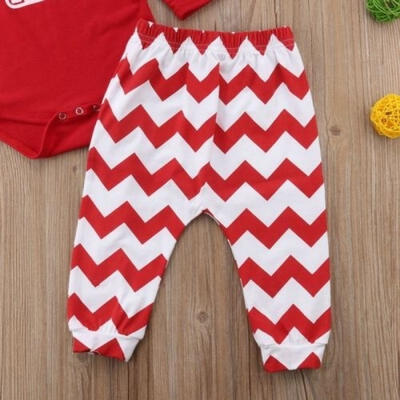 Lovely Newborn Kids Baby Girls Christmas Outfits Romper Pants Headband Set 0-30M